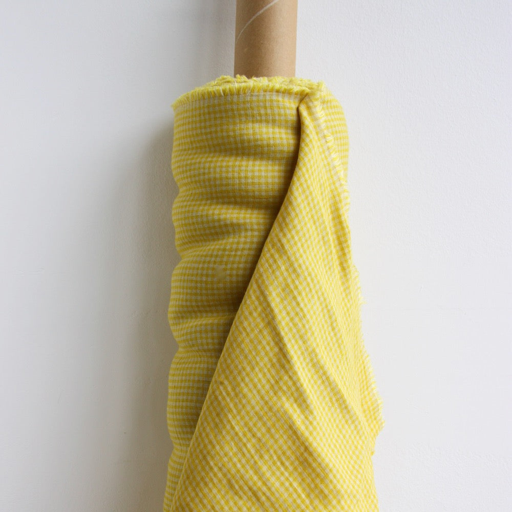 European Linen Mini-Gingham - Lemon Sherbert