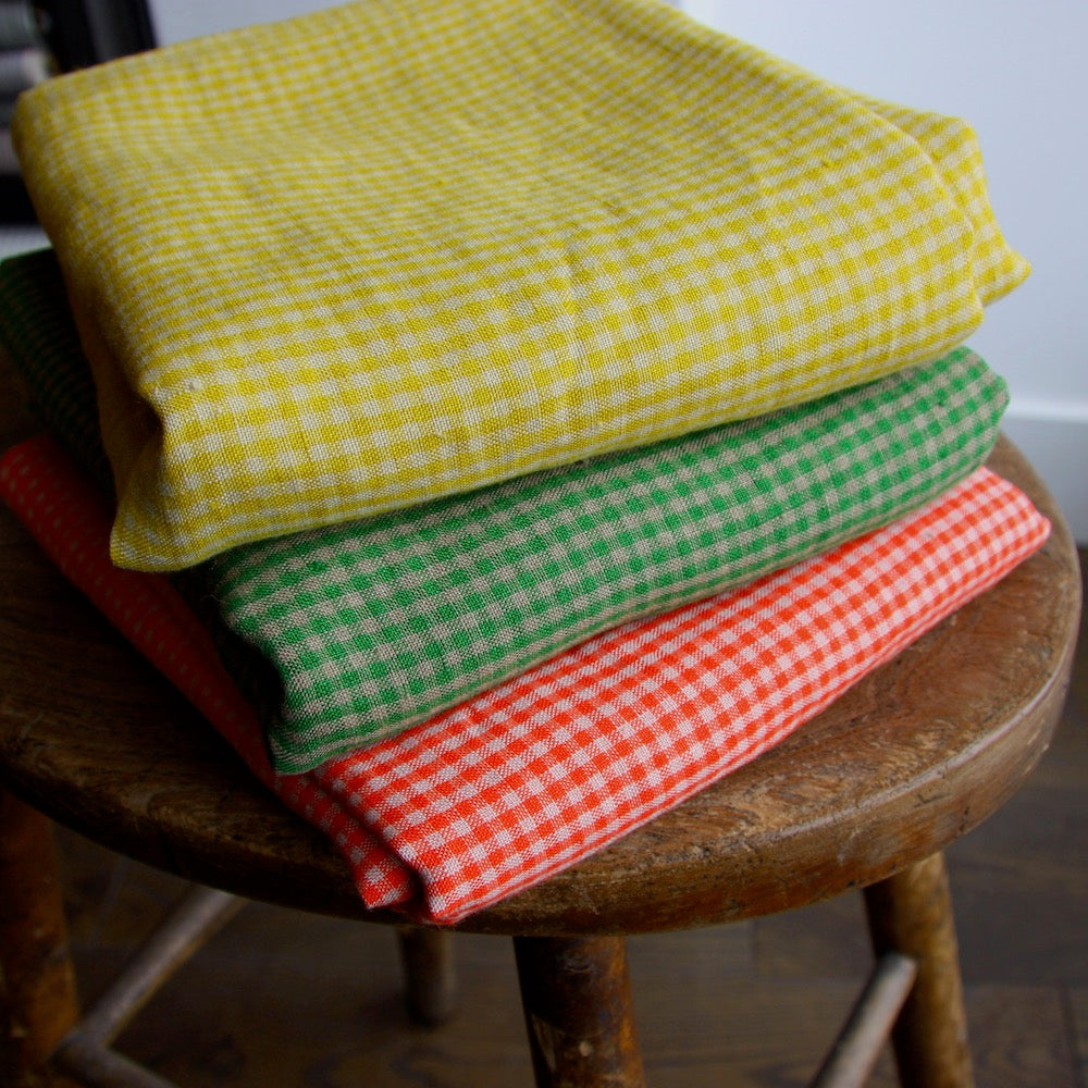 European Linen Mini-Gingham - Lemon Sherbert