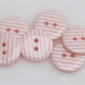 Striped Polyester Buttons - Pale Pink
