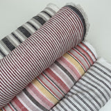 multi colour linen cotton mix striped fabric