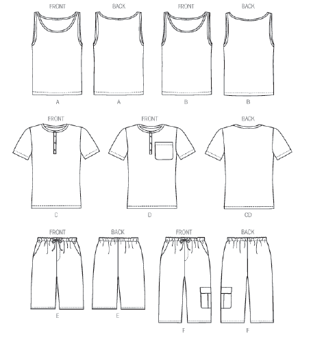 McCall's Men's 6973 - Tank Top, Henley Tee & Shorts