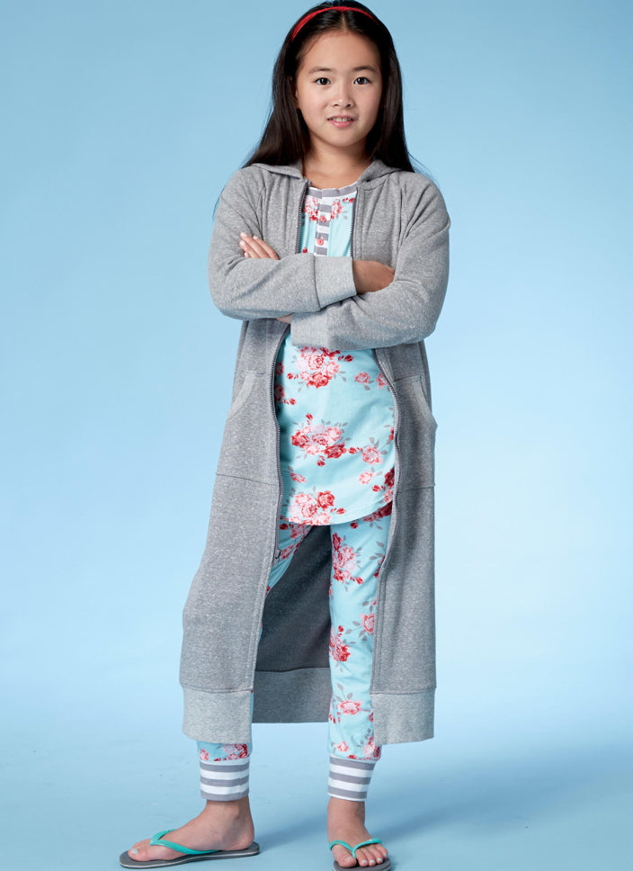 McCall's Girl's 7499 - Hooded Robe, Henley Top & Pants