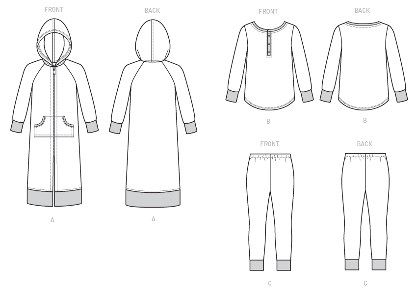 McCall's Girl's 7499 - Hooded Robe, Henley Top & Pants