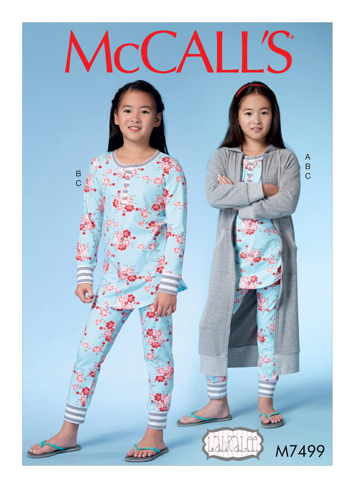 McCall's Girl's 7499 - Hooded Robe, Henley Top & Pants