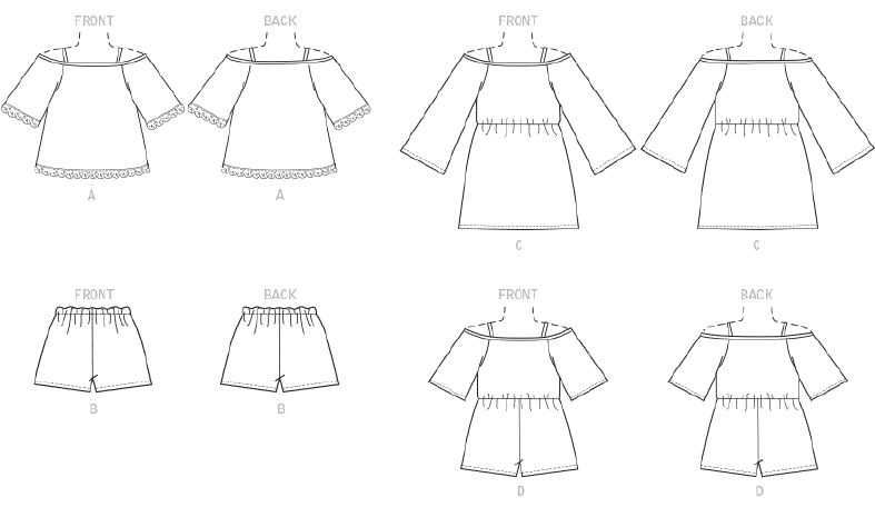 McCall's Girl's 7590 - Off-The-Shoulder Tops & Dress