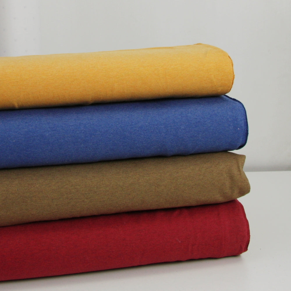 stack of melange cotton jersey stretch fabric