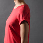 eco friendly micro modal knit stretch jersey soft drapey fabric in deep red