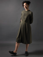 eco friendly micro modal knit stretch jersey soft drapey fabric in dark green army khaki 