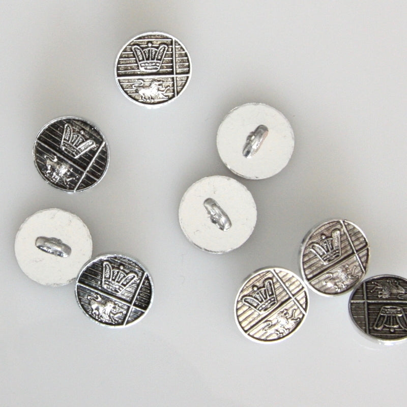 Metal Look Shank Button - Coat Of Arms