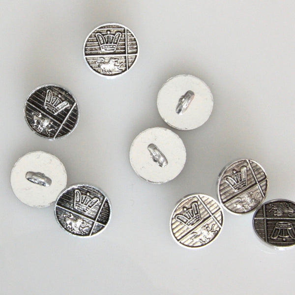 Metal Look Shank Button - Coat Of Arms