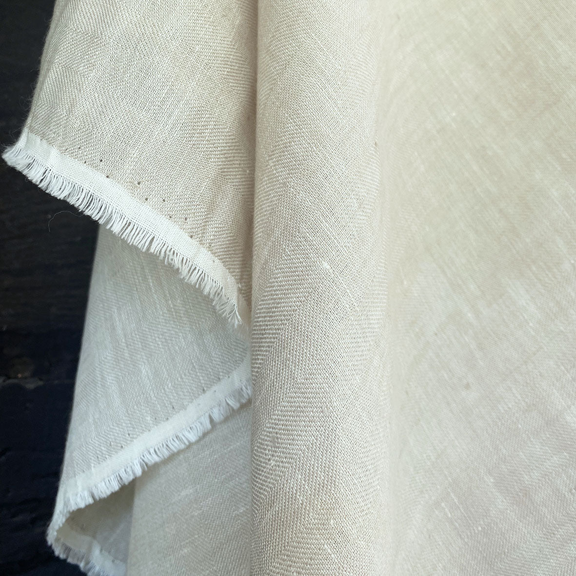 European Herringbone Linen - Moth