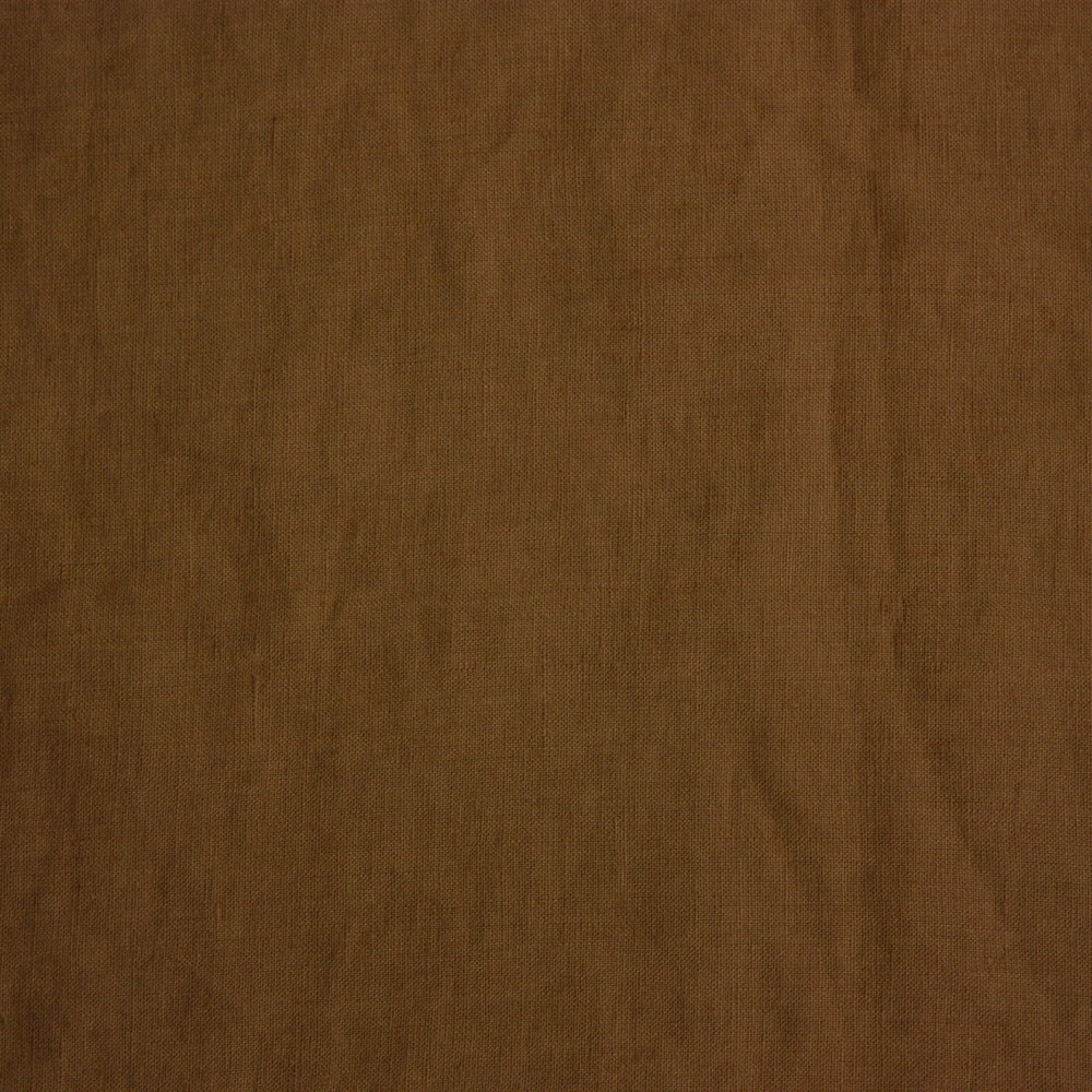 brown coloured and washed european linen fabric