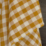 mustard colour linen gingham draping