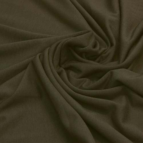 eco friendly micro modal knit stretch jersey soft drapey fabric in dark green army khaki  