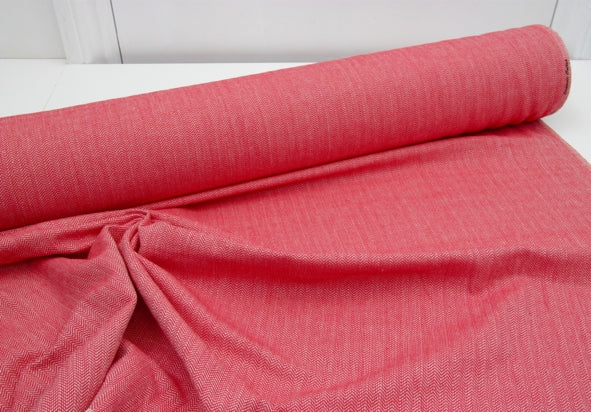 Organic Cotton Herringbone - Red