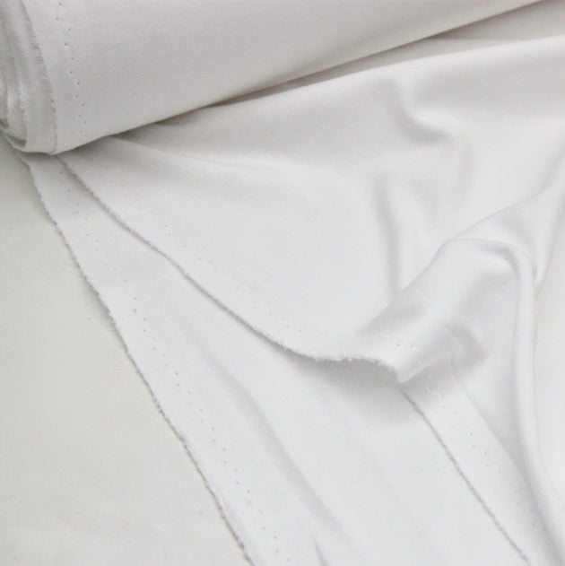 Organic Cotton Interlock Jersey White Jersey and Stretch
