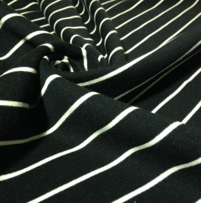 Organic Cotton Fleece - Black With White Stripes