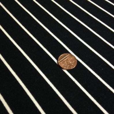 Organic Cotton Fleece - Black With White Stripes