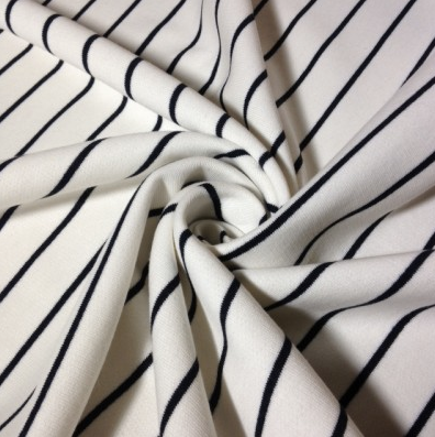 Organic Cotton Fleece - White With Black Stripes