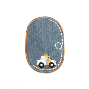 Iron-on Children's Patches - Police Car Light Denim