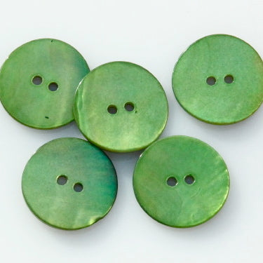 Coloured Shell Buttons - Pea Green