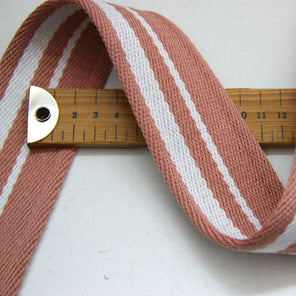 Striped Webbing 50mm - Pink/White
