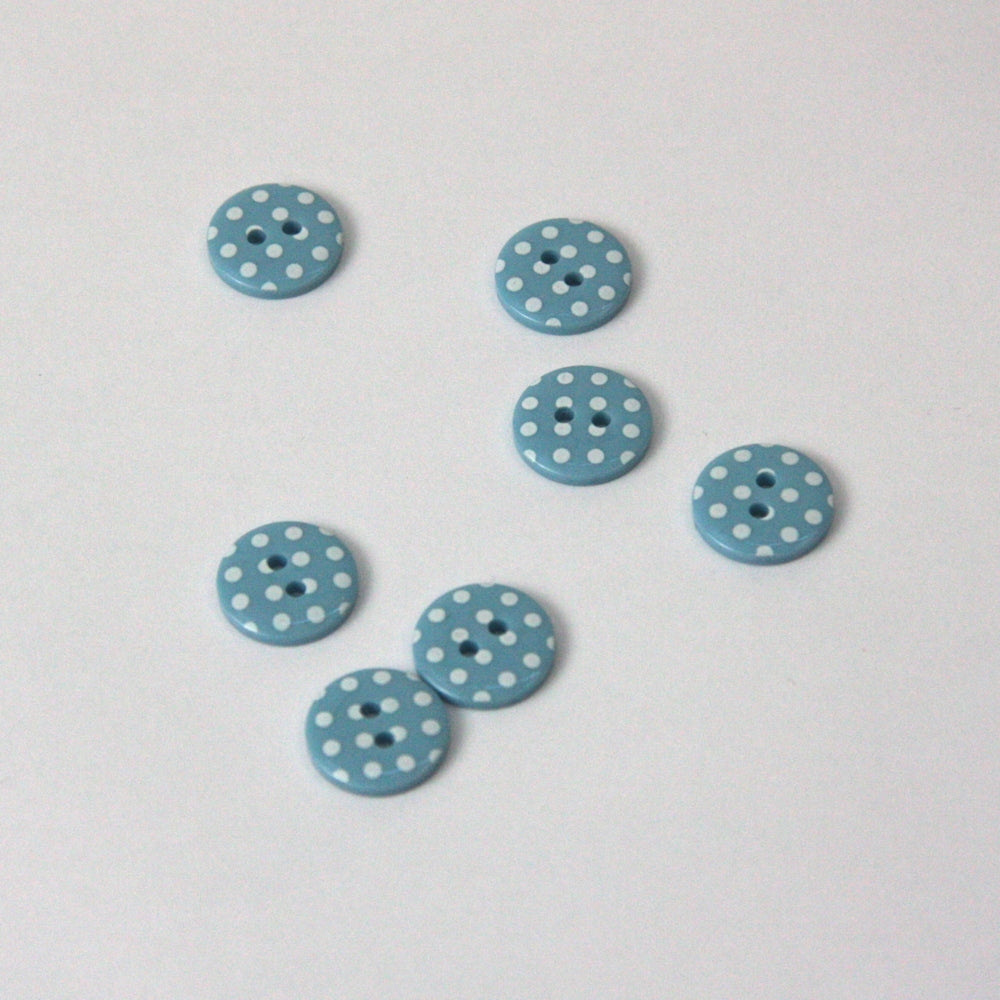 Polka Dot Polyester Buttons - Pale Blue