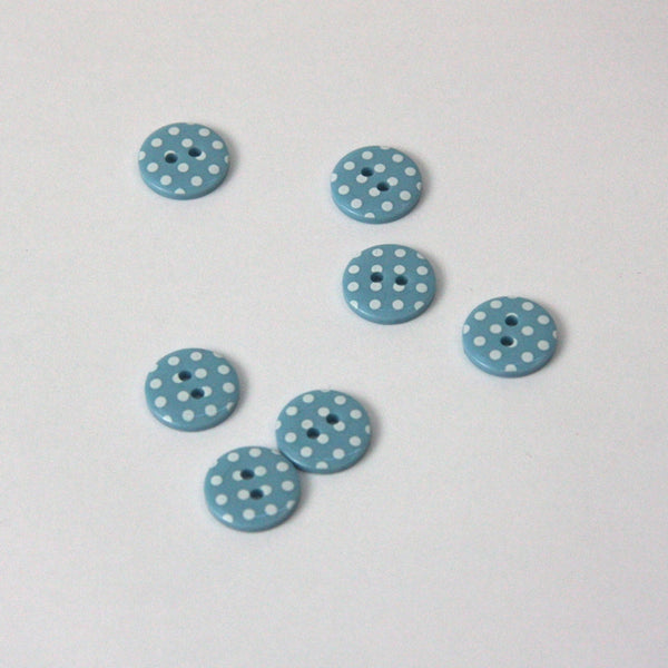 Polka Dot Polyester Buttons - Pale Blue