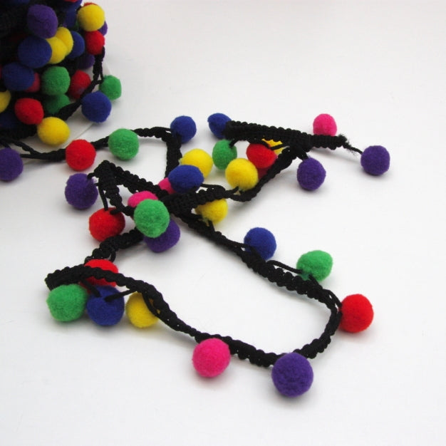Pom Pom Edging - Multi Rainbow