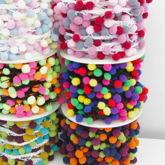 Pom Pom Edging - Multi Rainbow