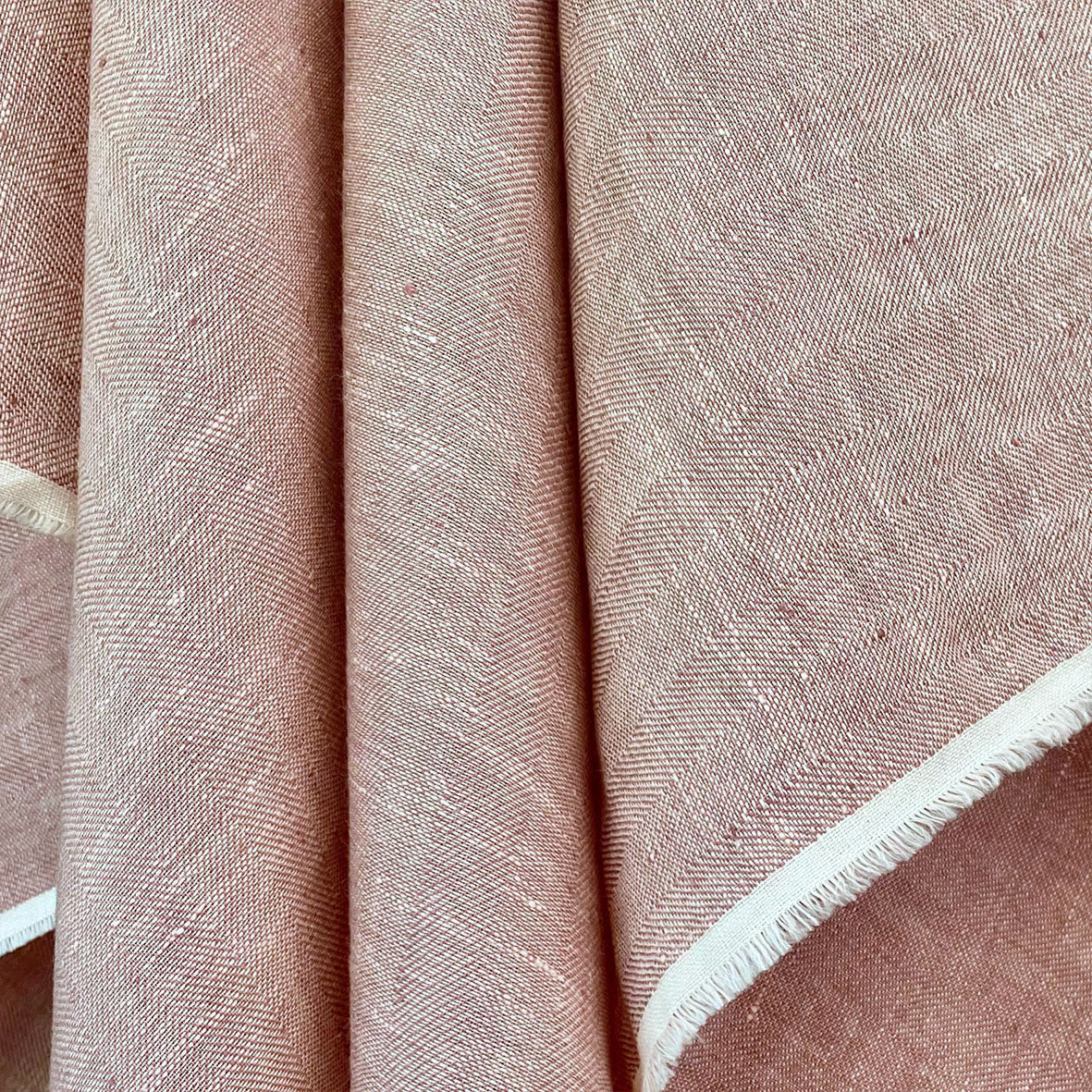 European Herringbone Linen - Powder