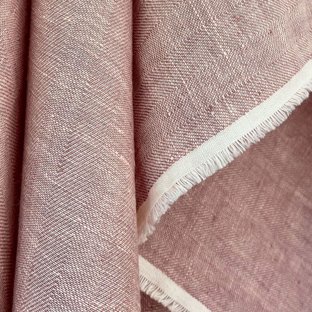 European Herringbone Linen - Powder