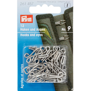 Prym 261457 - Jerkin Hooks & Eyes - Silver No. 9