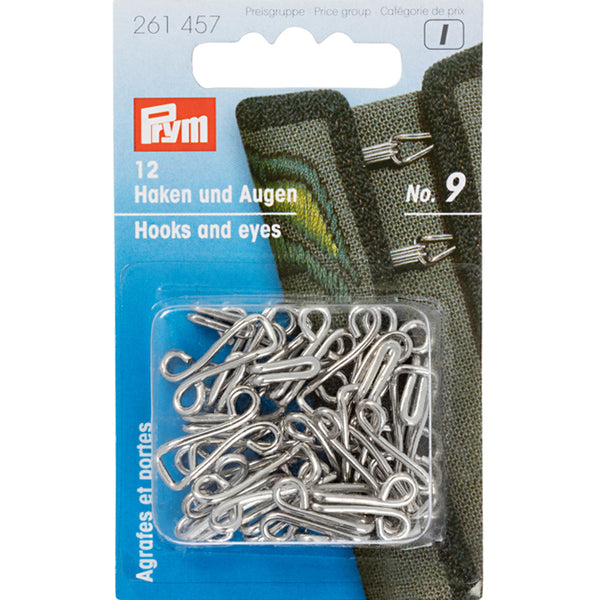 Prym 261457 - Jerkin Hooks & Eyes - Silver No. 9