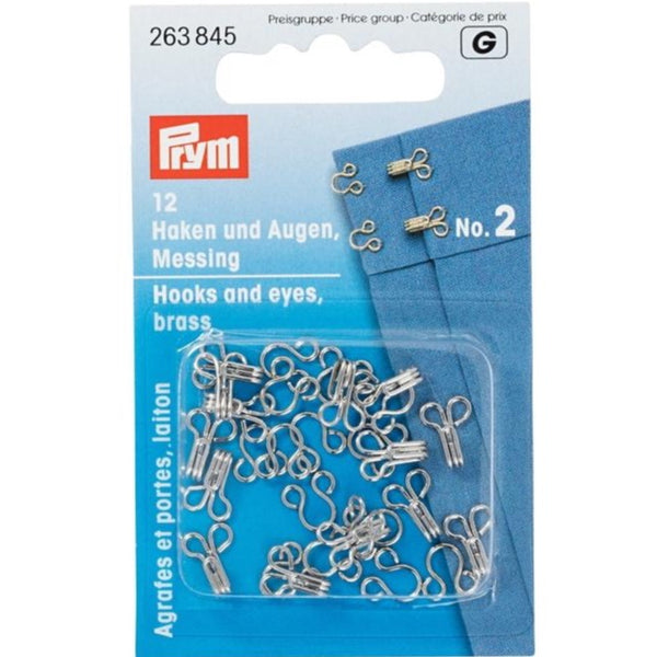 Prym 263845 - Hooks and Eyes - Silver Size 2