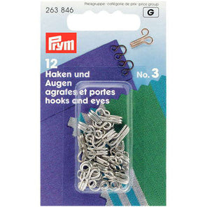 Prym 263846 - Hooks and Eyes - Silver Size 3
