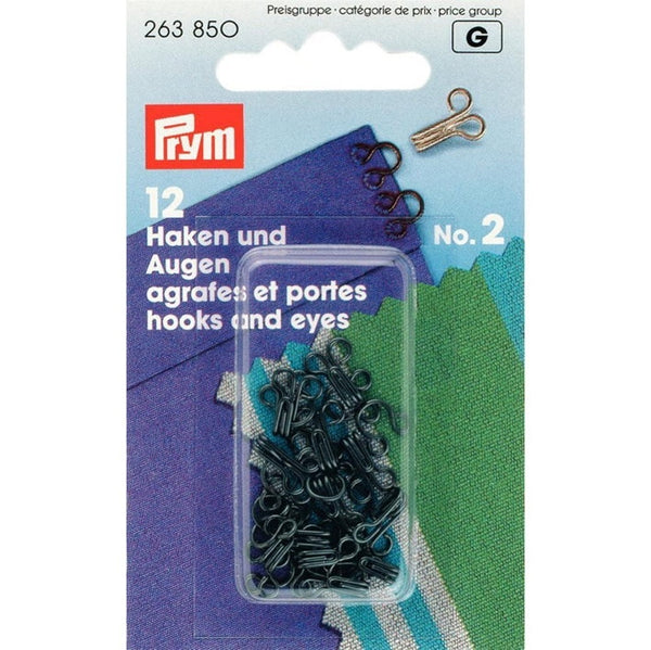Prym 263850 - Hooks and Eyes - Black Size 2