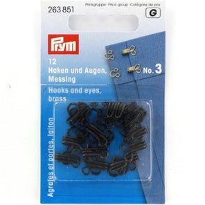 Prym 263851 - Hooks and Eyes - Black Size 3