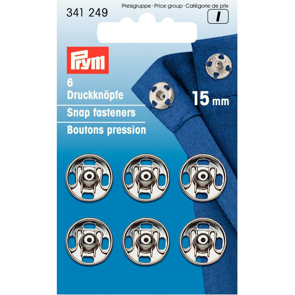 Prym 341249 - Snap Fasteners - Silver 15mm