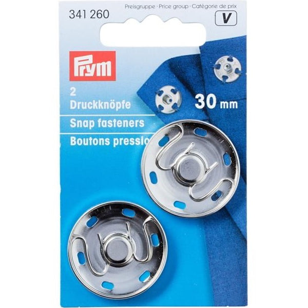 Prym 341260 - Snap Fasteners - Silver 30mm