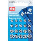 Prym 341270 - Snap Fasteners - Silver 6-11mm