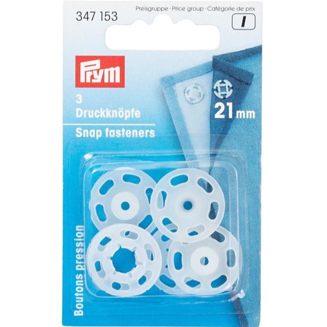 Prym 347153 - Plastic Snap Fasteners - Transparent 21mm