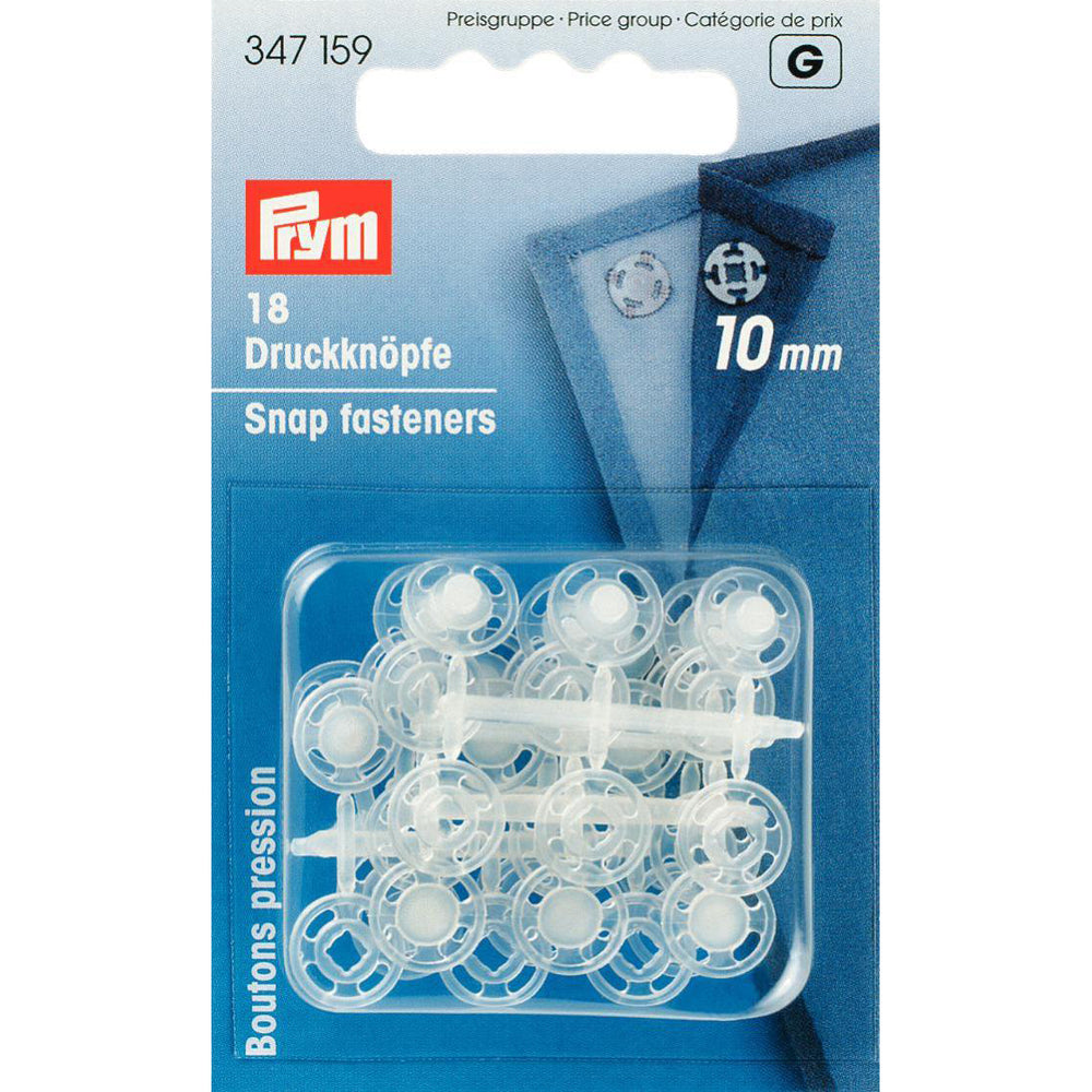 Prym 347159 - Plastic Snap Fasteners - Transparent 10mm