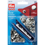 Prym 390301 - Anorak Press Fasteners - Silver 15mm