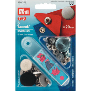 Prym 390376 - Anorak Press Fasteners - Silver 20mm