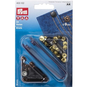 Prym 403102 - Jeans Rivets 9mm - Antique Copper/Black