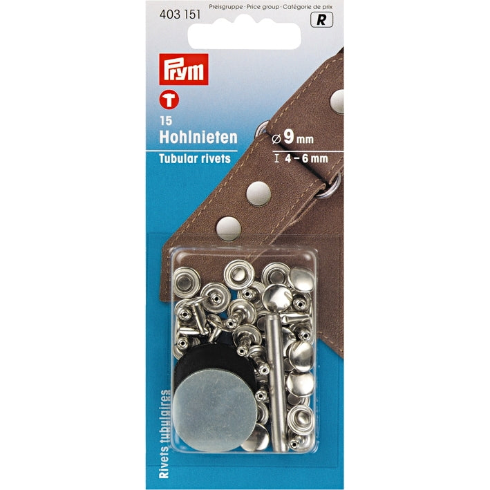 Prym 403151 - Tubular Rivets - Silver 9mm