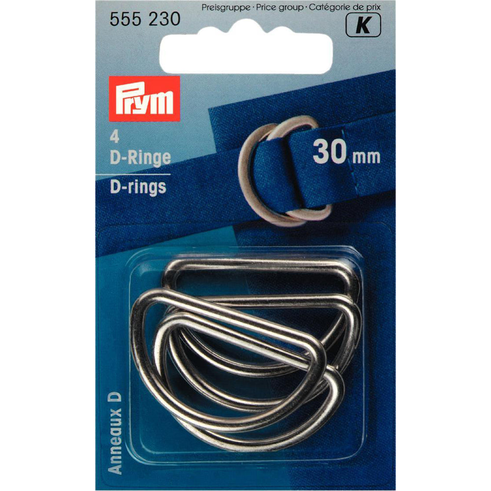 Prym 555230 - D-Rings - Silver 30mm