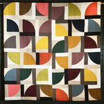 graphic quilt coloured and washed european linen fabric