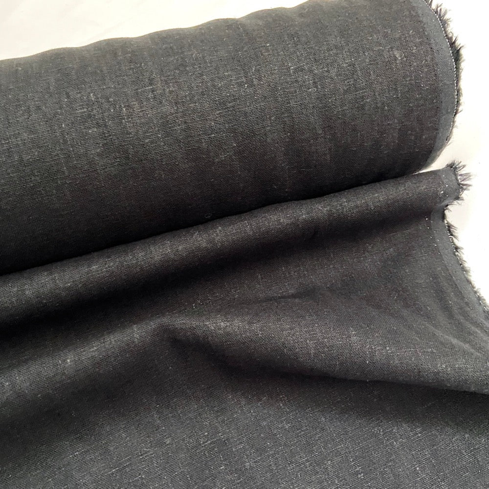 Rayon Linen Mix, Drapey Fabric, Black